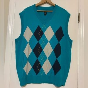 Pro Tour Knit V-Neck Vest Sweater Aqua/Teal & Blue color Men’s